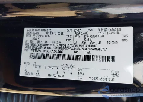 2018 Ford F-150 Xl from USA, damaged, VIN 1FTEW1CP6JFA04295